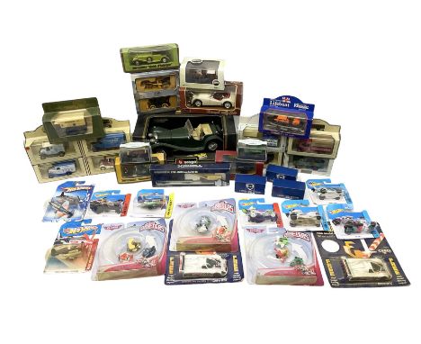 Bburago 1:18 scale Jaguar SS100 (1937); twenty-one modern die-cast models by Lledo, Days Gone, Corgi, Matchbox, Saico, Oxford