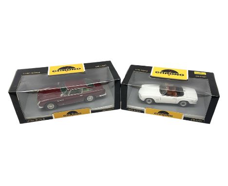 Chrono - two 1:18 scale die-cast models comprising Aston Martin DB5 1963 in 'Peony Red' and Triumph Spitfire Open Convertible