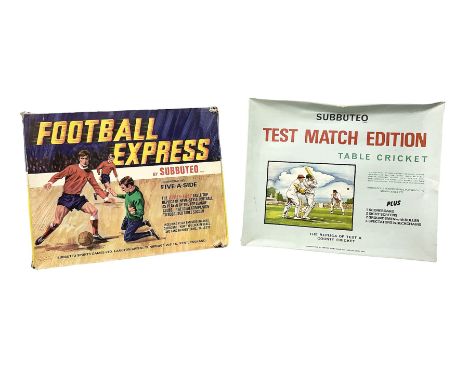 Subbuteo - 1970s Football Express 5-a-side table football game; together with Test Match Edition Table Cricket; both boxed wi