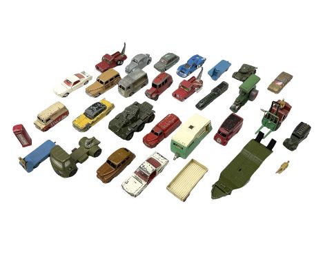 Dinky/Corgi - twenty-nine unboxed and playworn die-cast models including Mobilgas Tanker, two BEV Trucks, Aveling-Barford ste