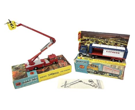 Corgi Major - Simon Snorkel Fire Engine No.1127 with figure and instruction leaflet; and Ford Tilt Cab 'H' Series with detach