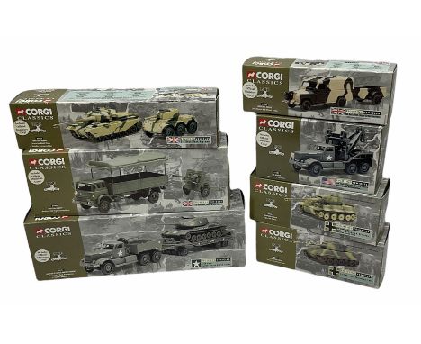 Corgi Classics - seven limited edition die-cast military vehicles nos.07501, 55101, 55601, 66501, 66601, 69901 &amp; 69902; a