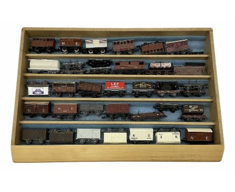 'N' gauge - thirty-eight goods wagons by Graham Farish, Peco etc including cattle and tank wagons, open and container wagons,