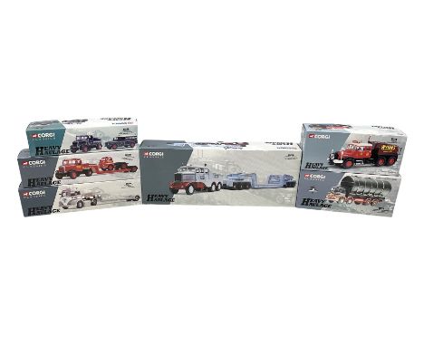 Corgi Heavy Haulage - six die-cast models comprising 17601 Hills of Botley Scammell Constructor and 24-wheel Low Loader; 1390