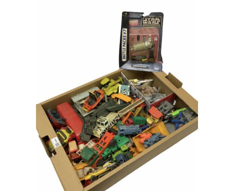 Small collection of Star Wars figures and vehicles including Micro machines Action Fleet; together with a large quantity of p