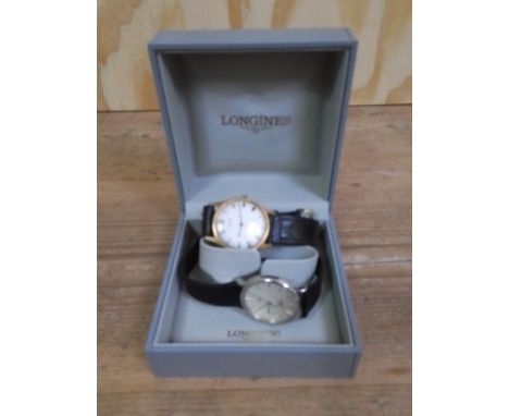 A Longines Presence stainless steel quartz watch and a gold plated Oris.&nbsp;Condition - neither watch currently running, th