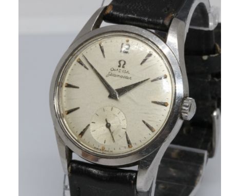 A stainless steel Omega Seamaster, ref. 2937, cal. 267, case diameter 36mm, manual wind movement, leather strap with Omega lo