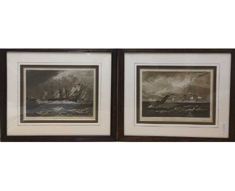 After JMW Turner (British, 18th Century), A pair of seascape engravings by Charles.Turner 'The Leader Sea Piece' in addition 