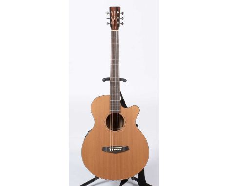 A Tanglewood Java TWJ SFCE Super Folk electro-acoustic guitar, with solid Canadian cedar top, Amara ebony sides, ebony and sp