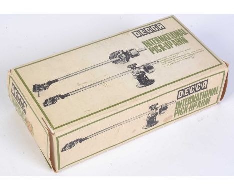 A vintage Decca International Pick-up arm, with original installation instructions, box and packaging.