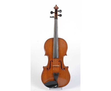 A Fine Austrian Violin labelled Franciscus Geissenhof, with highly flamed one-piece back and rims, figured neck and scroll, l