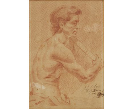 J. L. W. RottmannKünstler um 1800 - "Sitzender Mann im Profil" - Rötel/Papier. 27,5 x 18,8 cm (Passepartoutausschnitt). Sign.