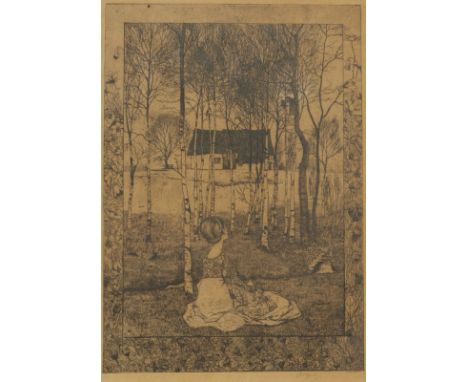 Heinrich Vogeler1872 Bremen - 1942 Kasachstan - "Frühling" - Radierung/Papier. 34,5 x 24,5 cm, 46 x 34 cm (Sichtmaß). Sign. r