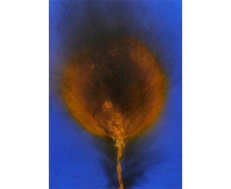 Otto Piene1928 Bad Laasphe - 2014 Berlin - "So Blue" - Mischtechnik, Feuer und Rauch/Karton. 67,5 x 48 cm. Sign. und dat. r. 