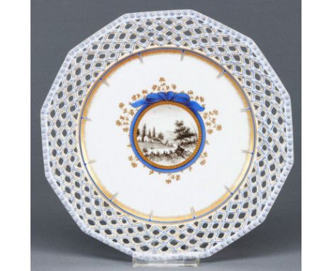 Durchbruchteller mit 12eckigem Rand - Perl: Bayerisches KönigsserviceKönigliche Porzellan Manufaktur, Nymphenburg um 1905-191