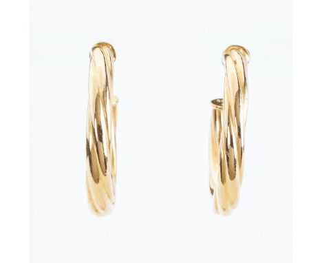 Paar Kreolen585/- Gelbgold, gestemp. Gewicht: 3 g. Punze: R. L. 2,6 cm. B. 0,4 cm. Stecker. Sehr guter Zustand.