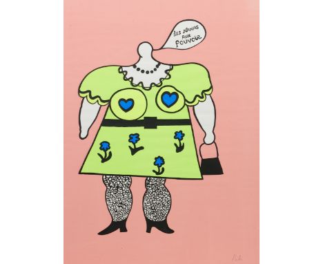 Niki de Saint Phalle1930 Neuilly-sur-Seine - 2002 San Diego - "Les Nanas aux pouvoir" - Farbserigrafie/Papier. 79,5 x 59,5 cm