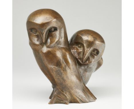 Walter Eduard Ferdinand Rössler1904 Kiel - 1996 Preetz - Eulenpaar - Bronze. Braun patiniert. H. 23,4 cm. Auf der Standfläche