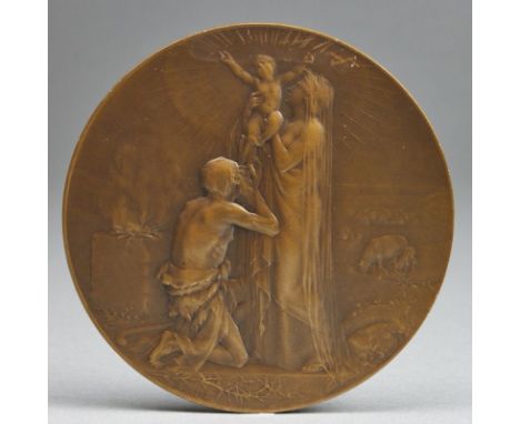 Georges Duppé (1869-1909)Bronze, Frankreich, o.A. Auf der Vorderseite signiert: "G.DUPPÉ". Inschriften: "O CRVX AVE SPES VNIC
