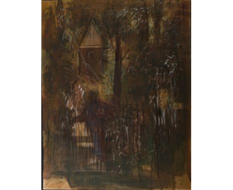 Ernst Thoms1896 Nienburg - 1983 Wietzen - "An der Mühle" - Mischtechnik (Aquarell, Kohle, weiße Kreide)/Papier. 74,5 x 58,5 c