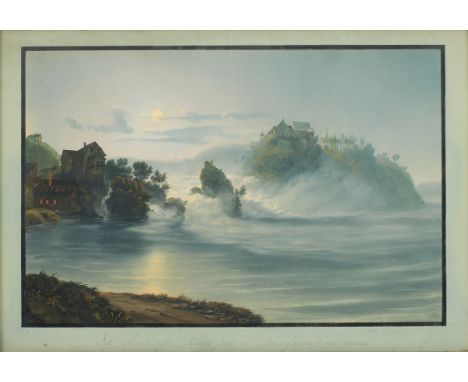 Louis (Johann Ludwig) Bleuler1792 Feuerthalen - 1850 Laufen-Uhwiesen - "La chute du Rhin prés de Schafhouse en Suisse" (Der R
