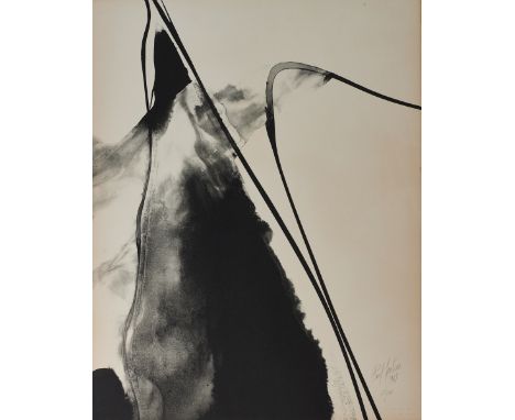 Paul Jenkins1923 Kansas - 2012 New York - "Phenomena Black and White" - Lithografie/Papier. 53/100. 58 x 45,6 cm (Druck- und 