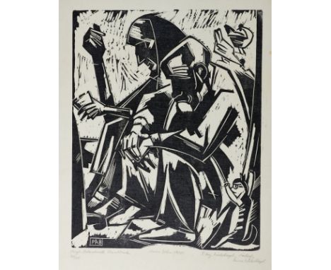 Peter August Böckstiegel1889 Arrode (Werther) - 1951 Arrode (Werther) - "Meine Eltern" (1920) - Holzschnitt/Papier. 44/50. 50