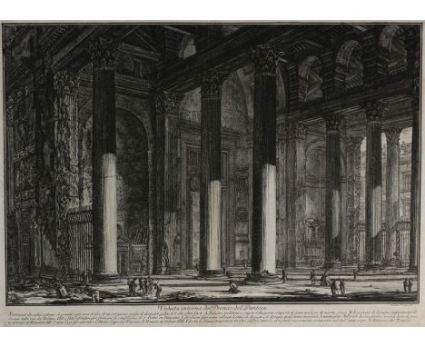 Giovanni Battista Piranesi1720 Venedig - 1778 Rom - "Veduta interna del Pronao del Panteon" - (1757) Radierung/Bütten. Mittel