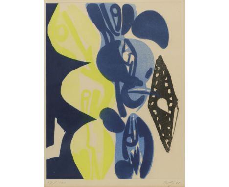 Ernst Wilhelm Nay1902 Berlin - 1968 Köln - "Der Mensch" - Farbige Aquatintaradierung/Papier. 17/100. 43,5 x 33,5 cm, 47 x 36,