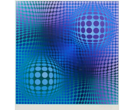 Victor Vasarely1908 Fünfkirchen - 1997 Paris - aus: "Hommage à Picasso" - (1973) Farbserigrafie/Karton. H. C. 50 x 50 cm, 75,
