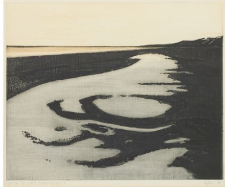 Otto Eglau1917 Berlin - 1988 Kampen - "Strandfigur V" - Farbradierung/Papier. 75/100. 39,5 x 48,3 cm, 42 x 49,5 cm (Passepart