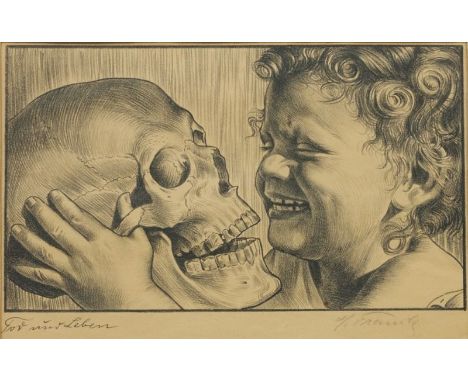 Henri Franck1877 - 1957 - "Tod und Leben" - Lithografie/Papier. 19 x 30,8 cm, 23 x 31,5 cm (Passepartoutausschnitt). Sign. r.