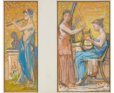 Ernst Pasqual Jordan1858 Hannover - 1924 Hannover - 2 (von mindestens 11) Fensterentwürfen für die Aula des Gymnsius Glogau z
