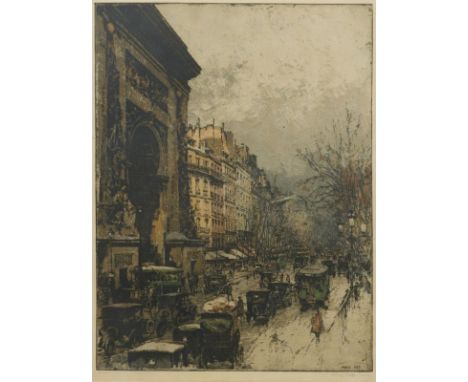 Luigi Kasimir1881 Pettau - 1962 Wien - "Paris, Porte St. Denis" - Farbradierung/Papier. 52,5 x 39,5 cm, 56 x 42 cm (Passepart
