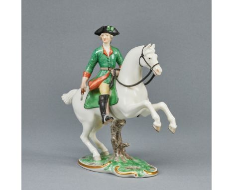 Reiter mit Peitsche, im Galopp - Rote Nymphenburger JagdKönigliche Porzellan-Manufaktur Nymphenburg ab 1917. Porzellan, weiß,
