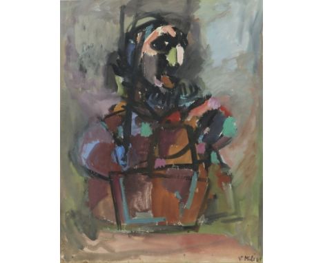 V. MiloKünstler des 20. Jahrhunderts - Abstrahierte Figur - Gouache/Papier. 48 x 37 cm. Sign. r. u.: V. Milo. Unter Glas gera