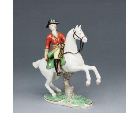 Reiter mit Peitsche, im Galopp - Rote Nymphenburger JagdKönigliche Porzellan-Manufaktur Nymphenburg ab 1917. Porzellan, weiß,