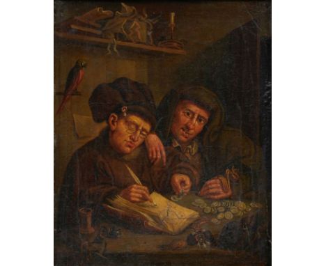 Marinus van Reymerswaele1490 Reimerswaal, Niederlande - 1546 Goes, Niederlande nach - Die Zinseintreiber - Öl/Lwd. auf Karton