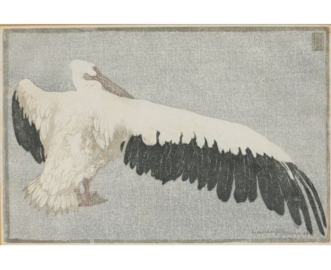 Walther Klemm1883 Karlsbad, Österreich-Ungarn - 1957 Weimar - "Pelikan" - (1908) - Farbholzschnitt/Papier. 19,8 x 30 cm, 20,5