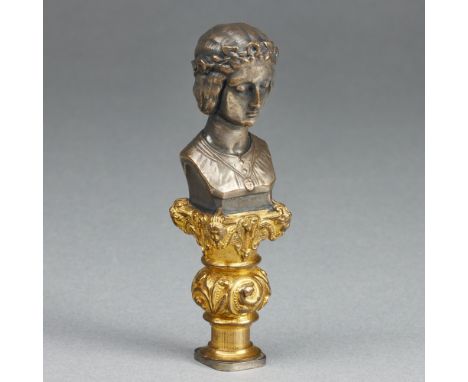 Petschaft eines AdelgeschlechtsFrankreich, 19./20. Jh. Bronze, versilbert, part. vergoldet. Sig.: M. Cailleux, Giessermarke: 