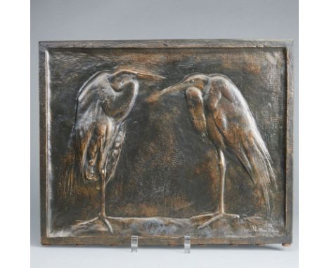 Joseph Franz Pallenberg1882 Köln - 1946 Düsseldorf - Paar Silberreiher - Bronze. Braun patiniert. 35 x 43 cm. Auf der Platte 