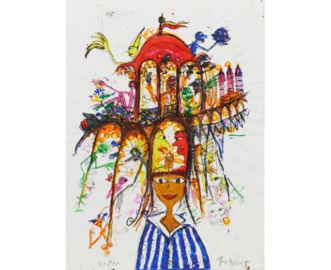Thitz (Matthias Schemel)1962 Frankfurt am Main - "My Palace" - Farbserigrafie, mit Überarbeitungen des Künstlers/Papierüte. 2