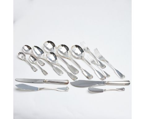 103tlg. Besteck Alt-FadenRobbe &amp; Berking/Flensburg. 925er Silber. Punzen: Herst.-Marke, 925, Halbmond/Krone. Gew.:  5248 