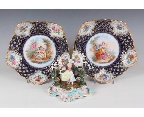 A Meissen porcelain chamberstick figure, late 19th century, modelled as a diminutive dancing lady before an array of flower e