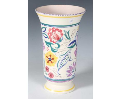 A large Poole Pottery floral decorated vase, 1952-55, shape No. 383, painted in the CS pattern, designed by Truda Carter, bla