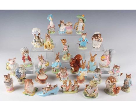 Seven Beswick Beatrix Potter's figures with gold circle mark BP-1, comprising Samuel Whiskers, Lady Mouse, Benjamin Bunny, Mr