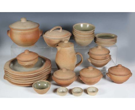 A St. Ives Leach Pottery standard ware part service, originally purchased from Heals in the 1960s, comprising circular tureen