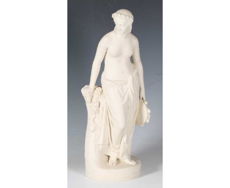 A Copeland Art Union of London Parian figure of Flora, mid 19th century, after William Calder Marshall, impressed marks to ba