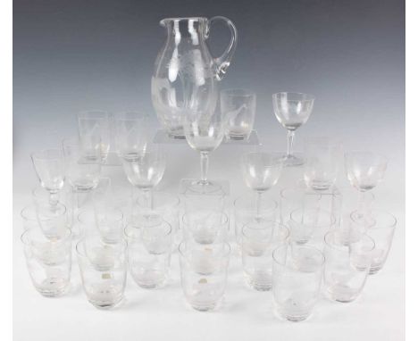 A group of Rowland Ward glassware, circa 1970, from the Safari or Big Game series, engraved with various animals, some with a