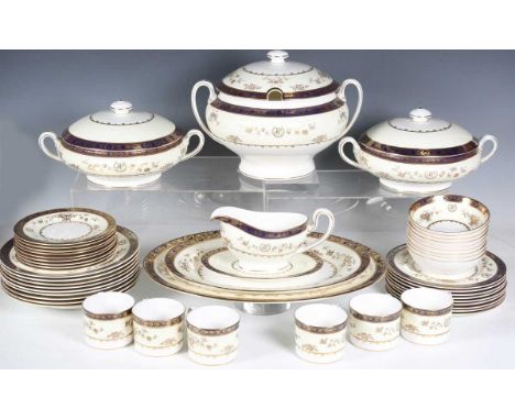 An extensive Minton Dynasty pattern part service produced for Asprey, most pieces with the Empire Hotel, Brunei, 'JP' monogra